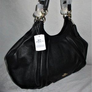 COACH NWT Refined Black Pebbled Leather Lily Shoulder Bag 12155